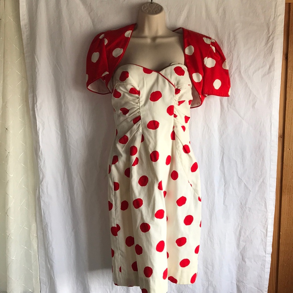 SOLD Vintage Red/White Polka Dot Dress 2 Piece